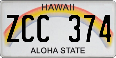 HI license plate ZCC374