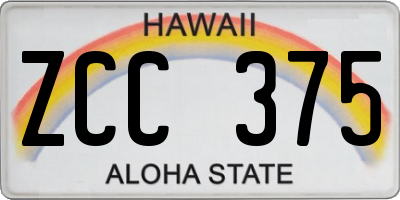 HI license plate ZCC375