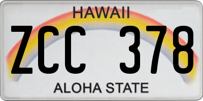 HI license plate ZCC378
