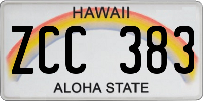 HI license plate ZCC383