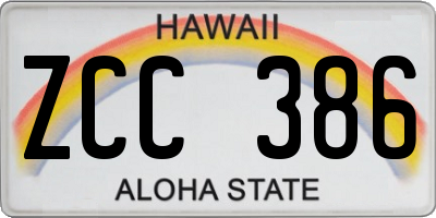 HI license plate ZCC386