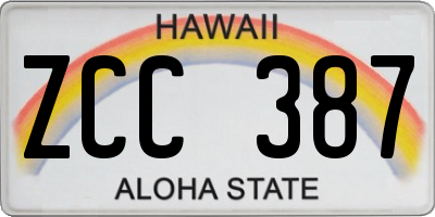 HI license plate ZCC387