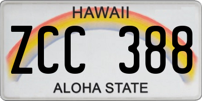 HI license plate ZCC388