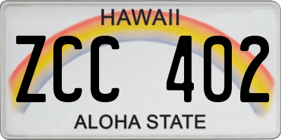 HI license plate ZCC402