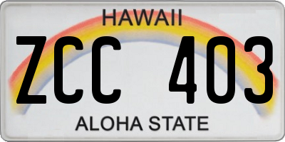 HI license plate ZCC403