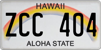 HI license plate ZCC404