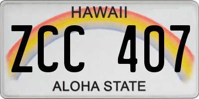 HI license plate ZCC407