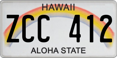 HI license plate ZCC412