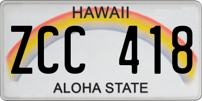 HI license plate ZCC418