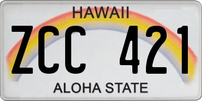 HI license plate ZCC421