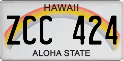 HI license plate ZCC424