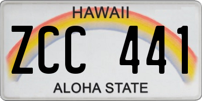 HI license plate ZCC441