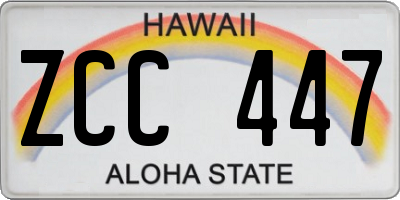 HI license plate ZCC447