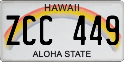HI license plate ZCC449