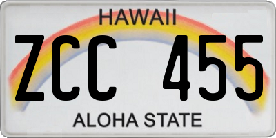 HI license plate ZCC455