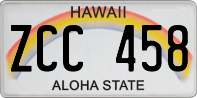 HI license plate ZCC458