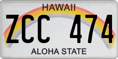 HI license plate ZCC474