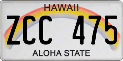 HI license plate ZCC475