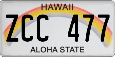 HI license plate ZCC477