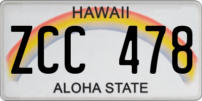 HI license plate ZCC478