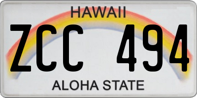 HI license plate ZCC494