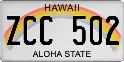 HI license plate ZCC502