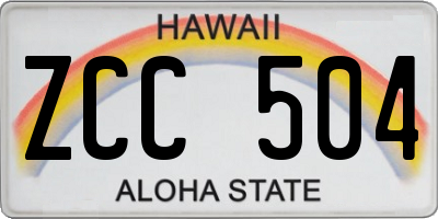 HI license plate ZCC504