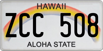 HI license plate ZCC508