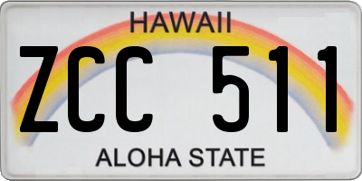 HI license plate ZCC511