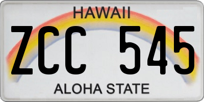 HI license plate ZCC545