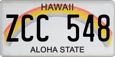 HI license plate ZCC548