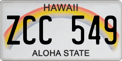 HI license plate ZCC549