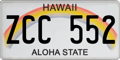 HI license plate ZCC552