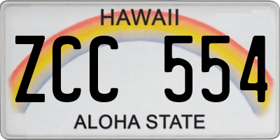 HI license plate ZCC554