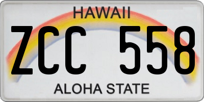 HI license plate ZCC558