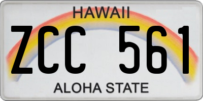 HI license plate ZCC561