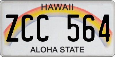 HI license plate ZCC564
