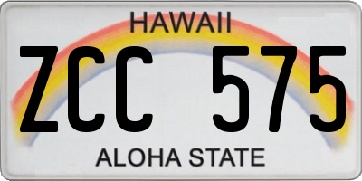 HI license plate ZCC575