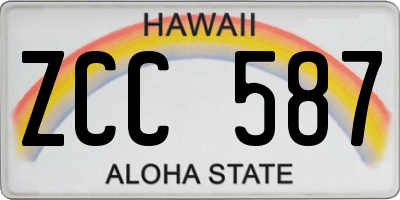 HI license plate ZCC587