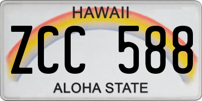 HI license plate ZCC588