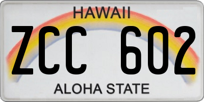 HI license plate ZCC602