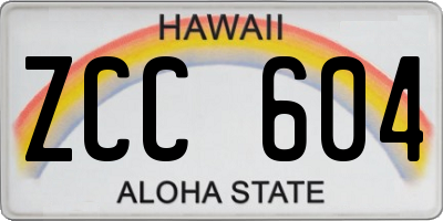 HI license plate ZCC604