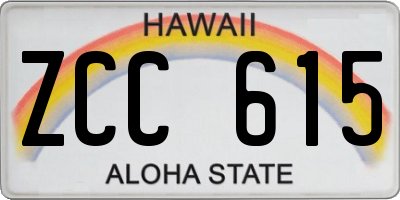 HI license plate ZCC615