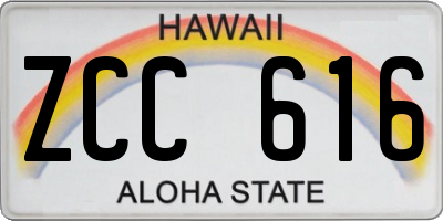 HI license plate ZCC616
