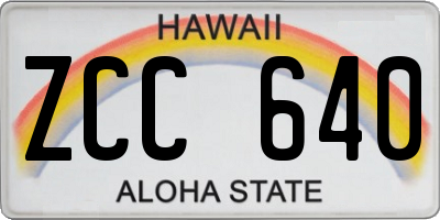 HI license plate ZCC640