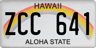 HI license plate ZCC641