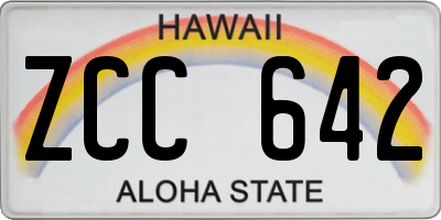 HI license plate ZCC642