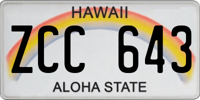 HI license plate ZCC643