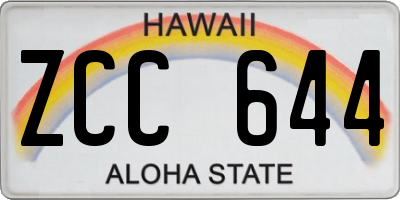 HI license plate ZCC644