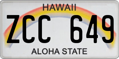 HI license plate ZCC649